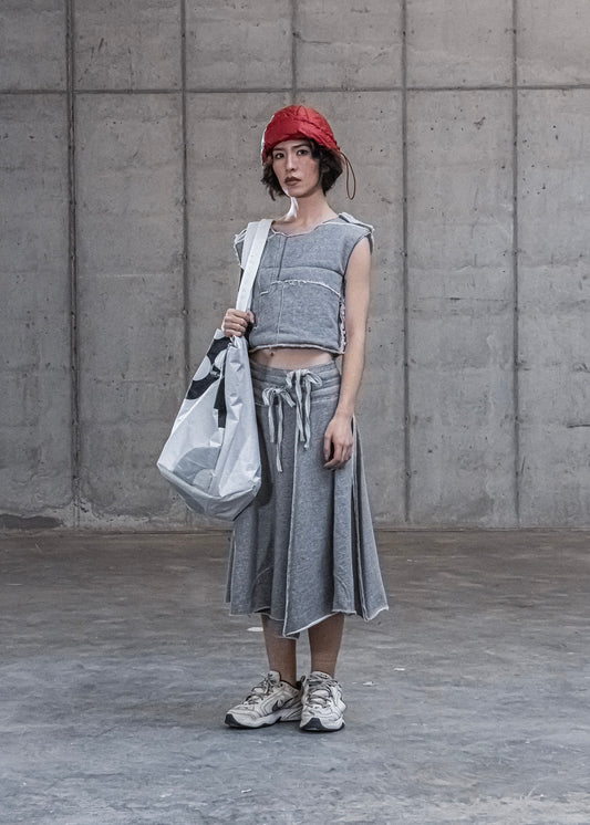 TRANSFORMED WRAP midi sweat skirt