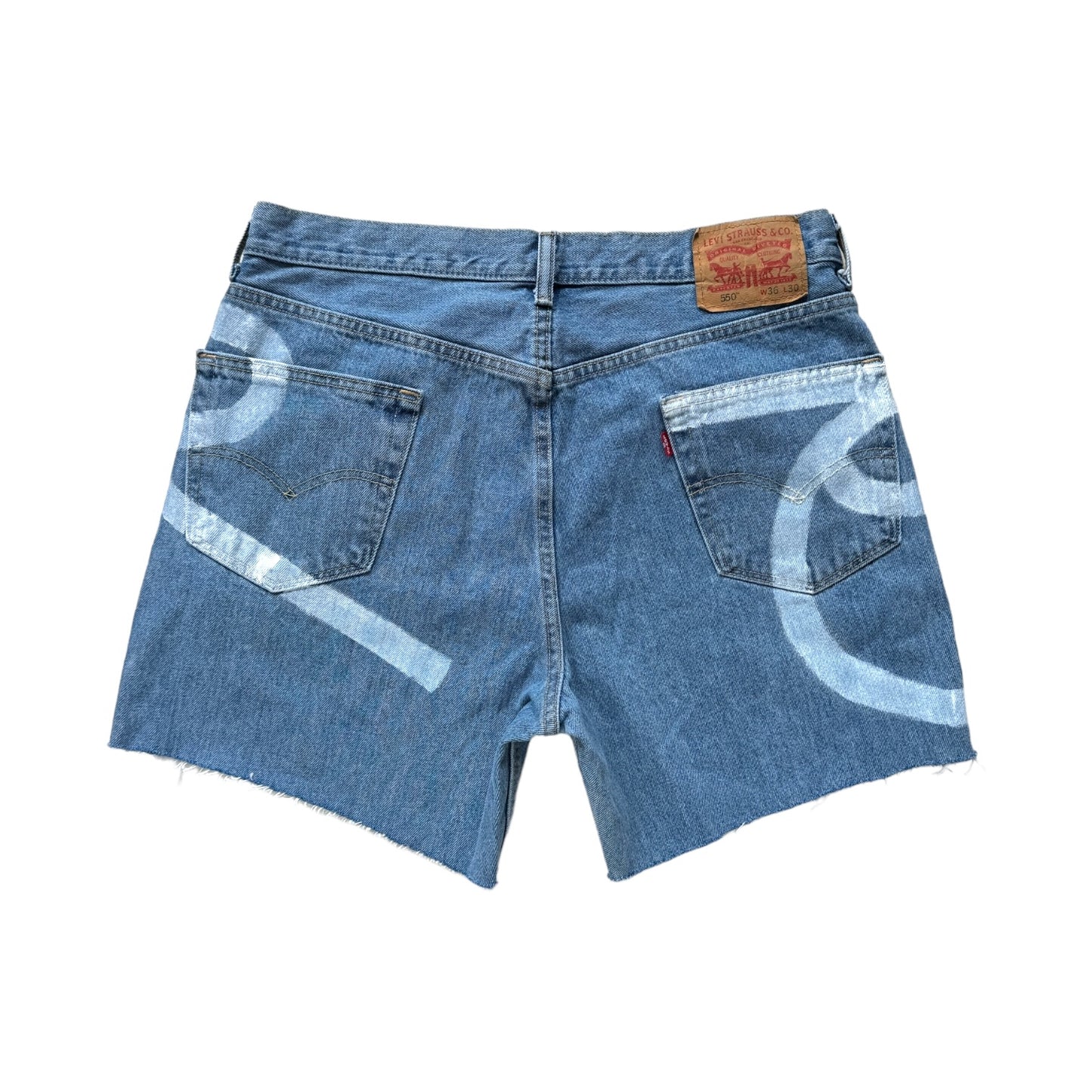 OR cursive denim cut-offs