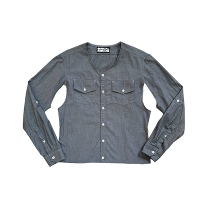 CUT-OUT long sleeve button shirts