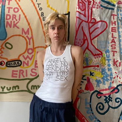ANGELS HAVE NO GENDER BUT LOTS OF SEX drawn tank top