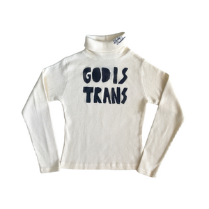 Open image in slideshow, GOD IS TRANS painted waffle turtleneck
